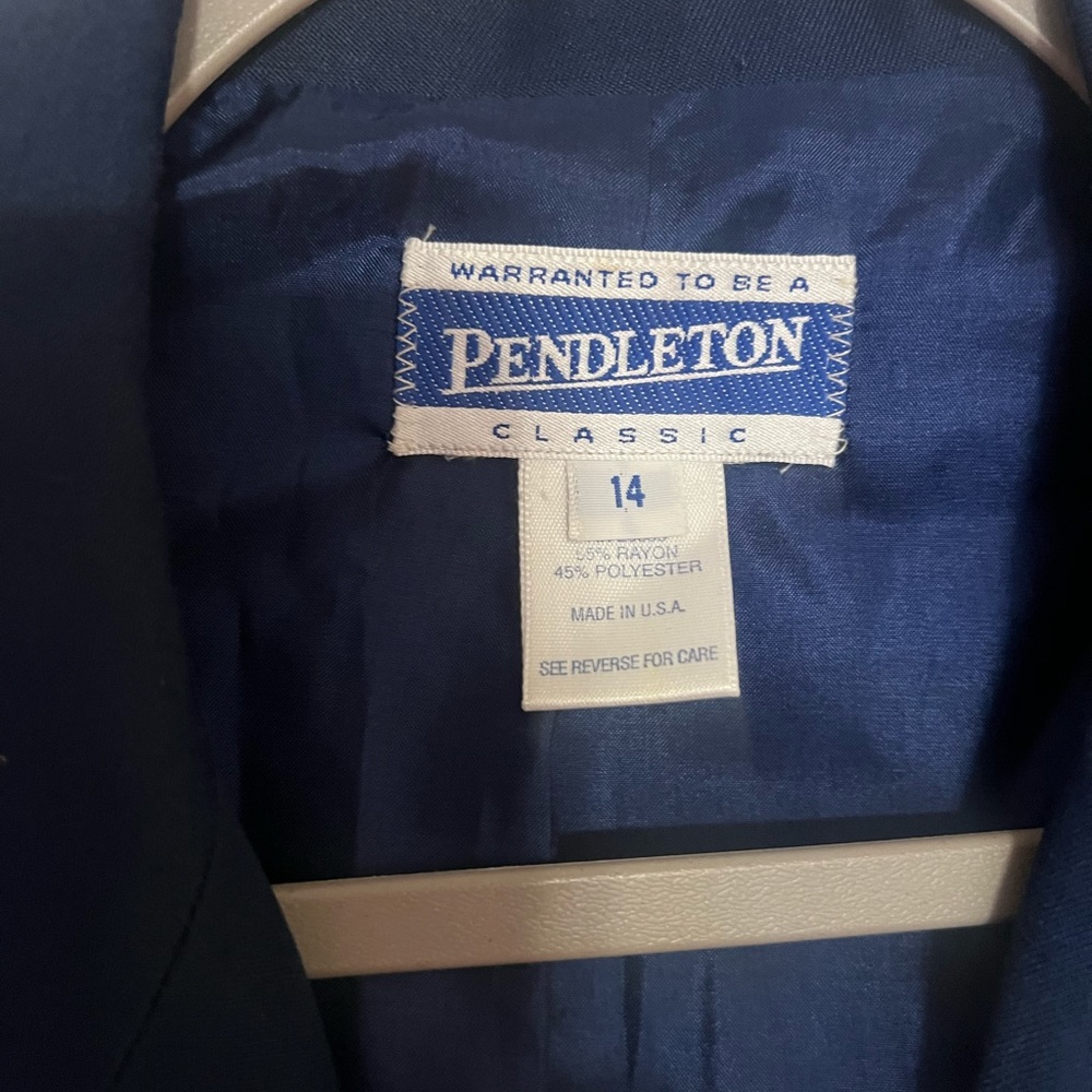 Vintage Pendleton Blazer Jacket Navy Blue Pendleton Size 14 - Picture 2 of 3